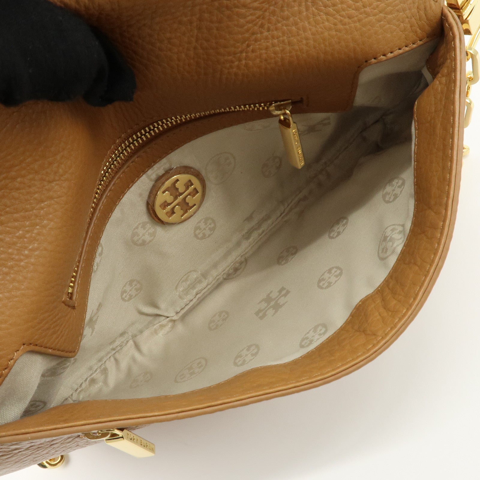 Tory Burch Leather Chain Shoulder Bag Hand Bag Light Brown