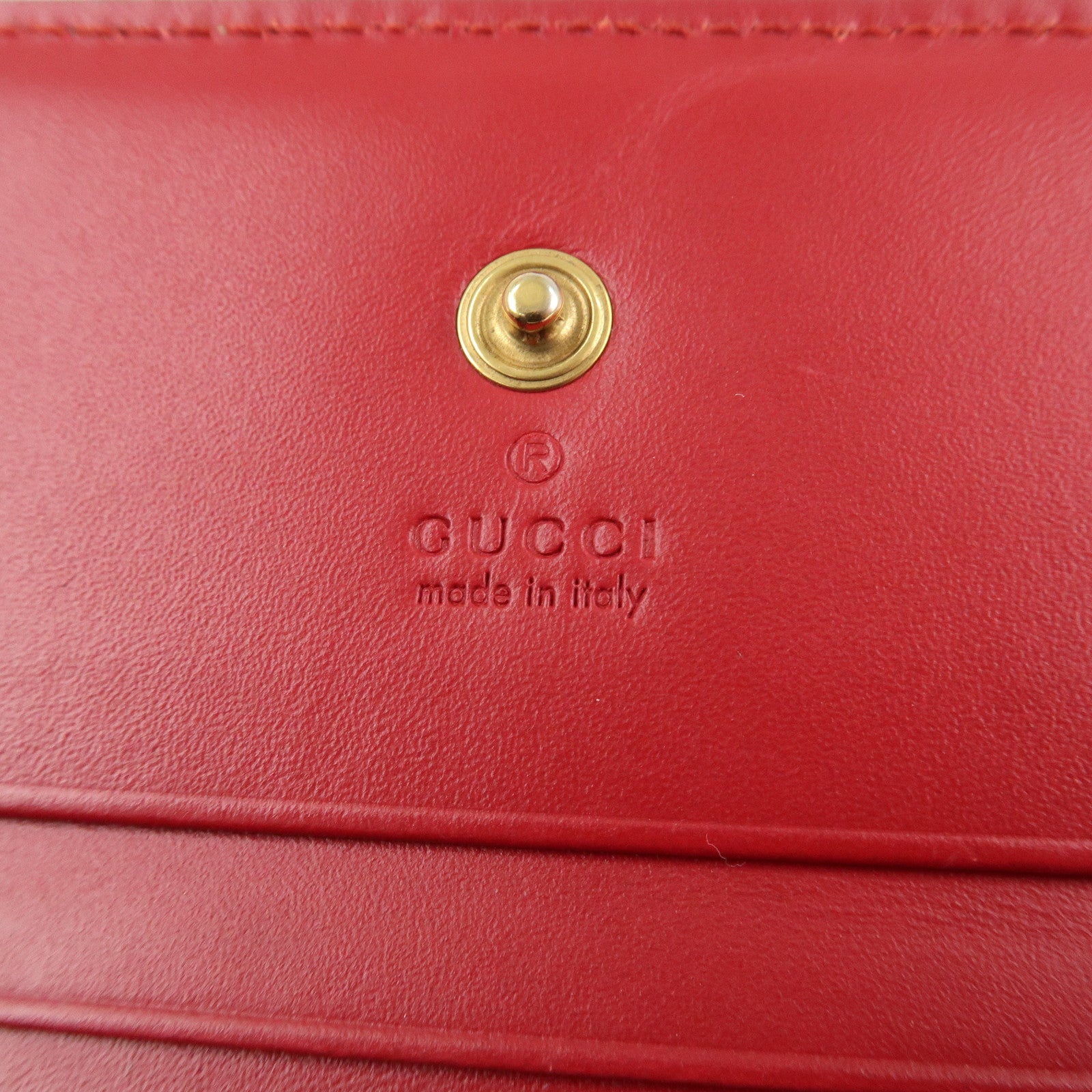 GUCCI Cherry GG Supreme Leather Compact Wallet Card Case 476050 Used