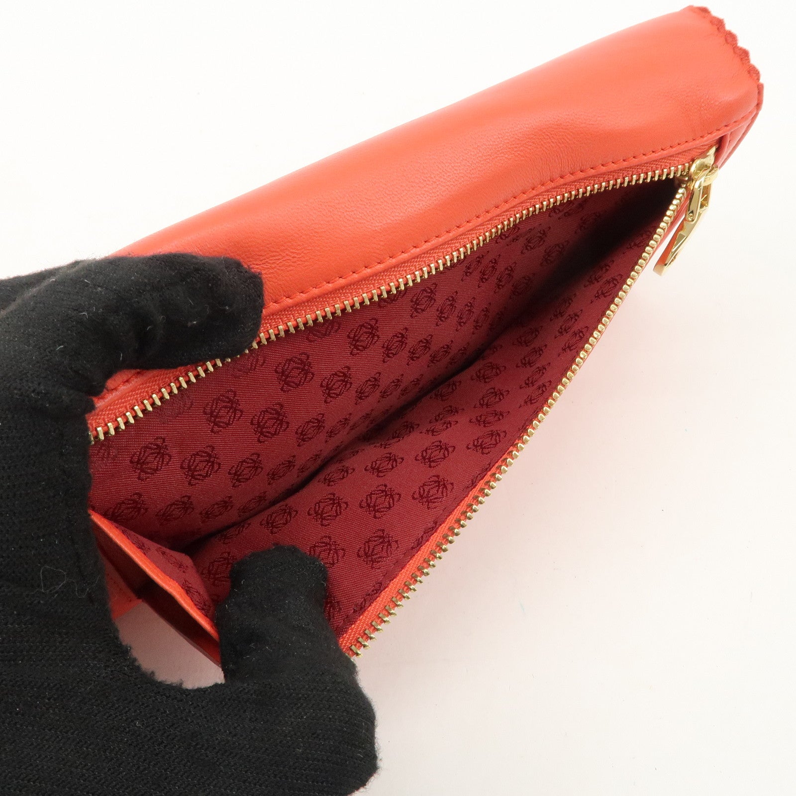 LOEWE Anagram Leather Bi-fold Pinking Long Wallet Red