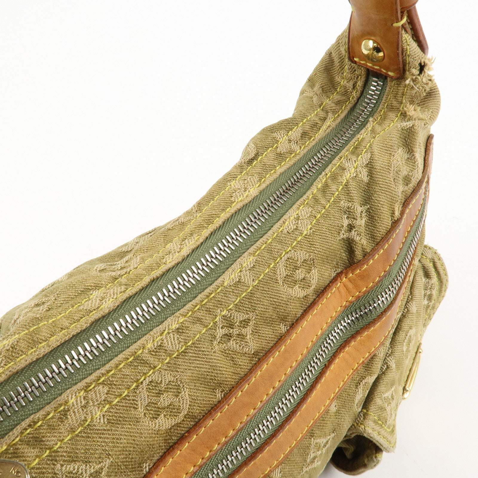 Louis Vuitton Monogram Denim Baggy PM Shoulder Bag Khaki M95213 Used