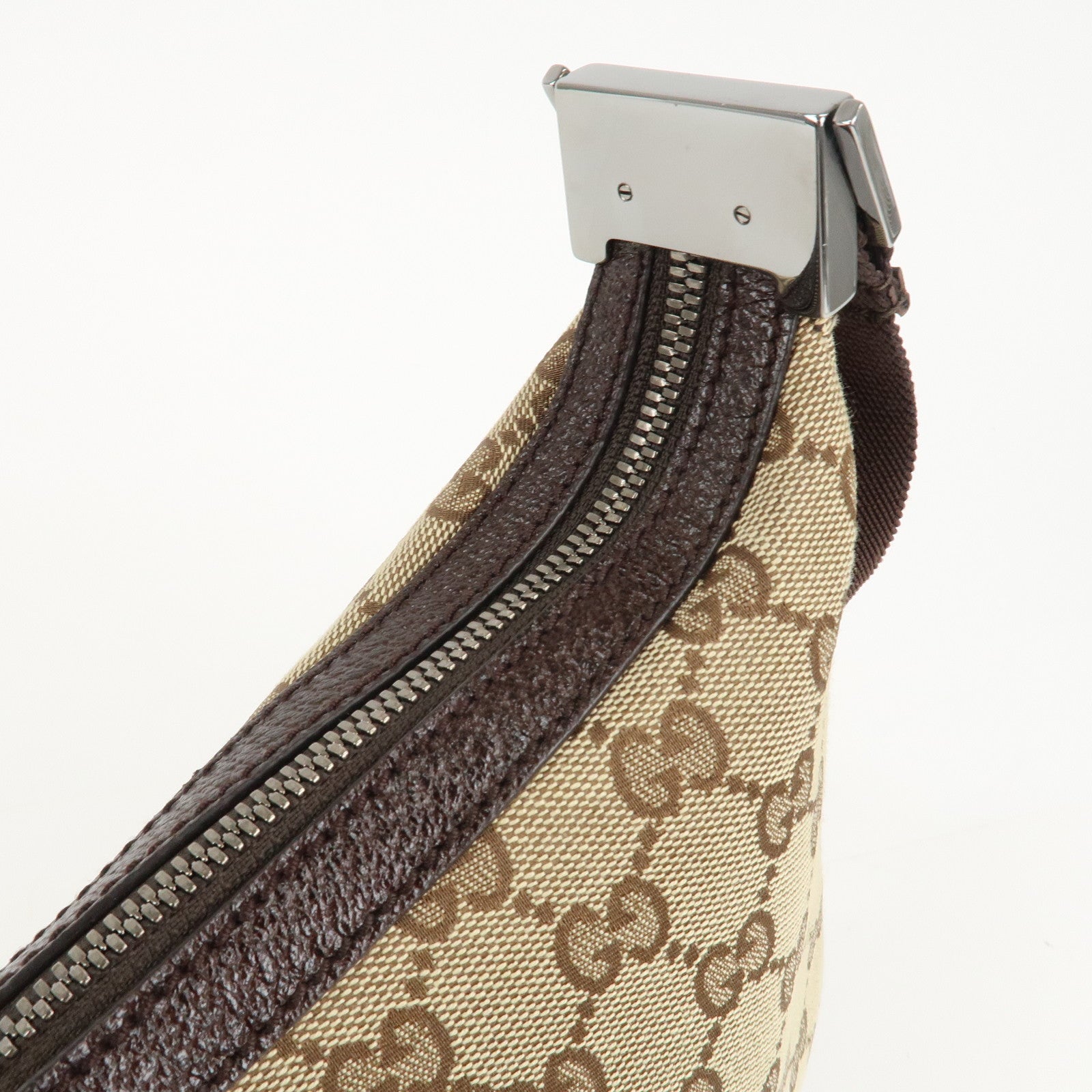 GUCCI GG Canvas Leather Shoulder Bag Beige Brown 122790