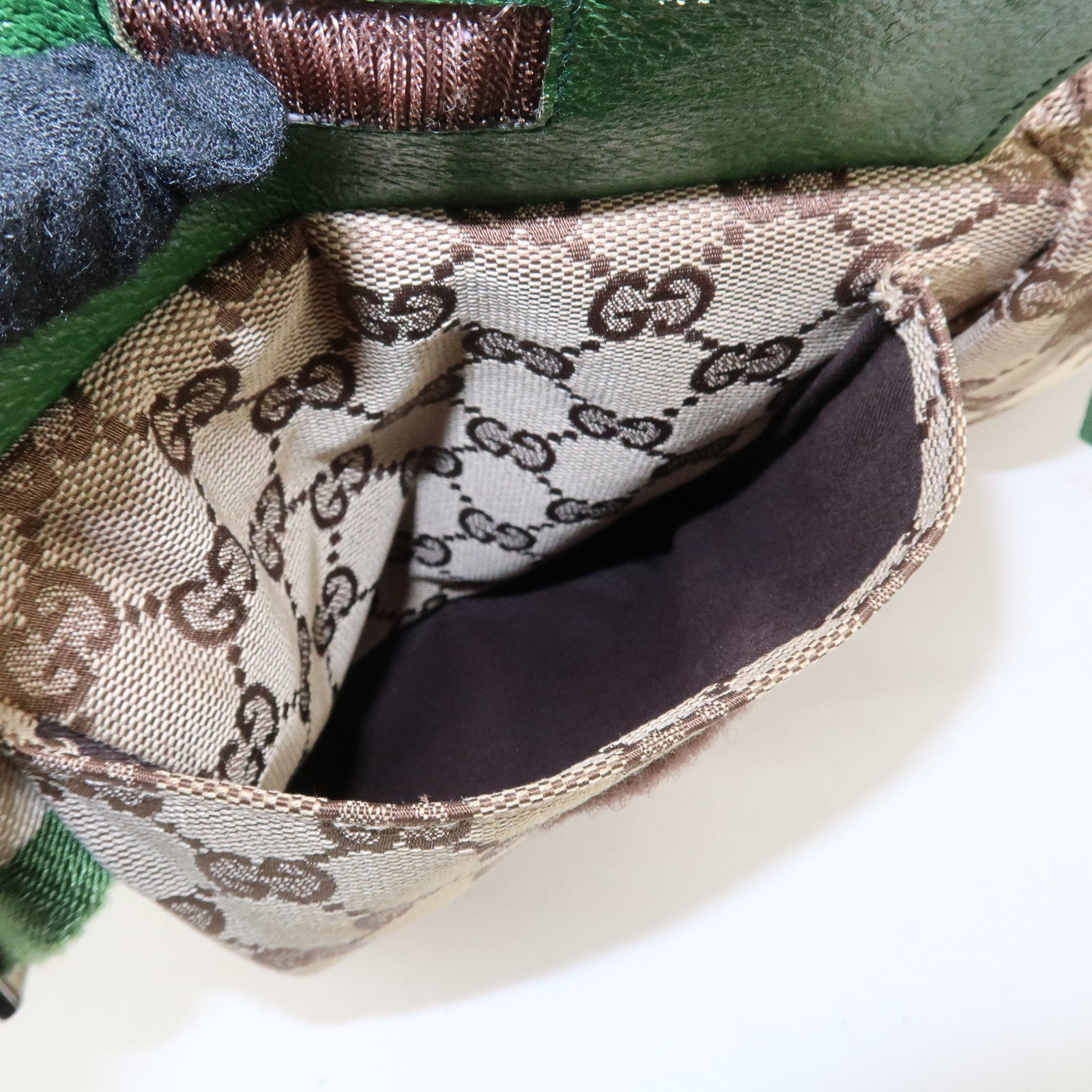 GUCCI GG Canvas Leather Waist Bag Waist Pouch Beige Green 28566 Used