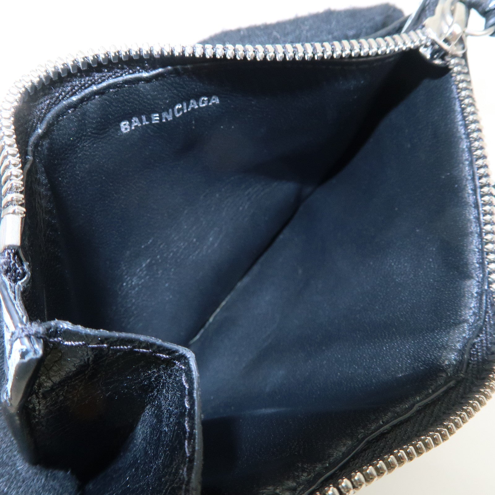 BALENCIAGA Leather Graffiti  Fragment Case Coin Case Black 715185