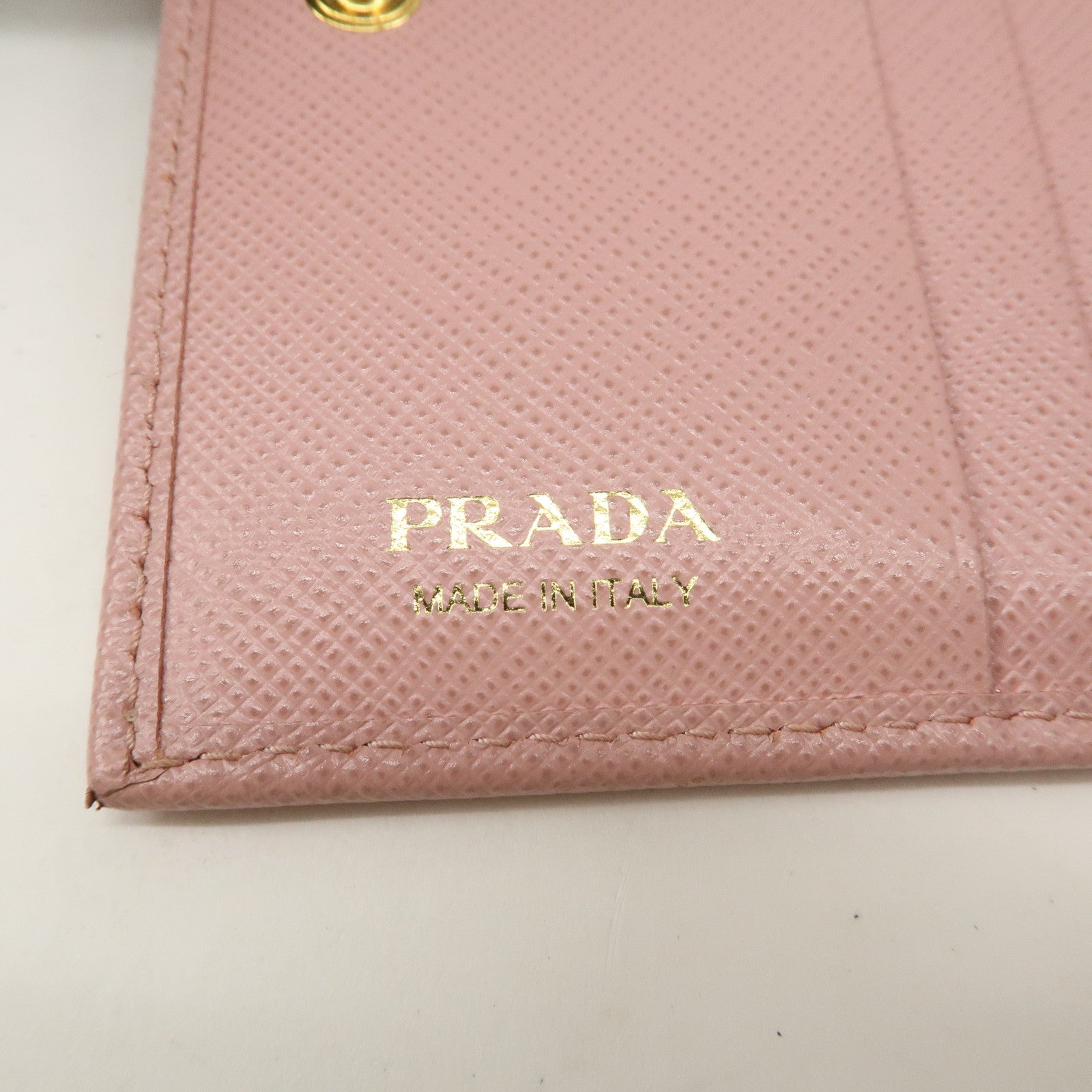 PRADA Logo Leather Bi-fold Wallet Small Wallet Purse Pink