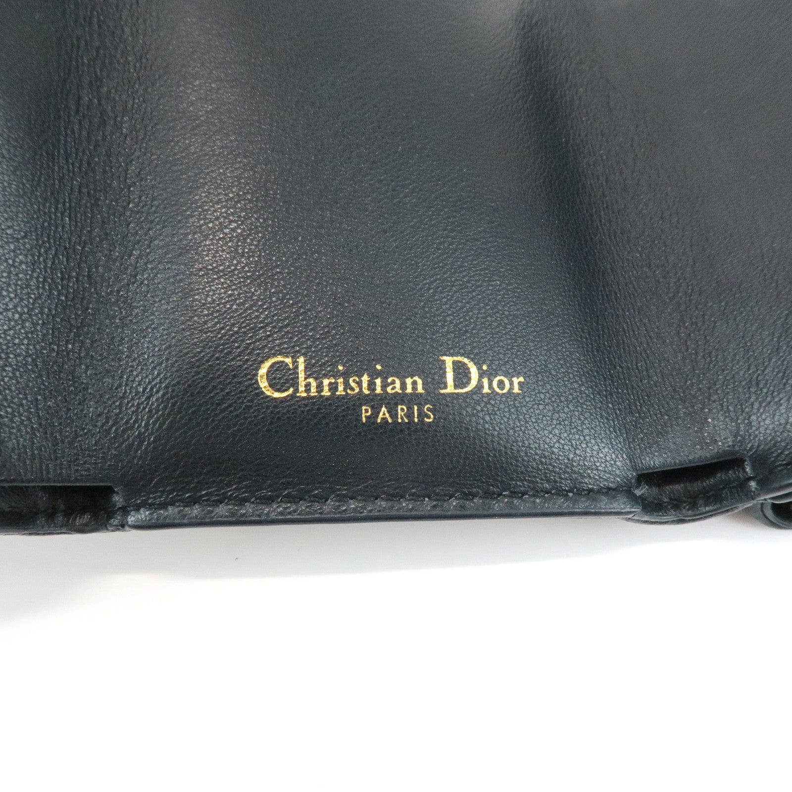 Christian Dior Trotter Oblique Canvas Leather Wallet Beige Navy Used