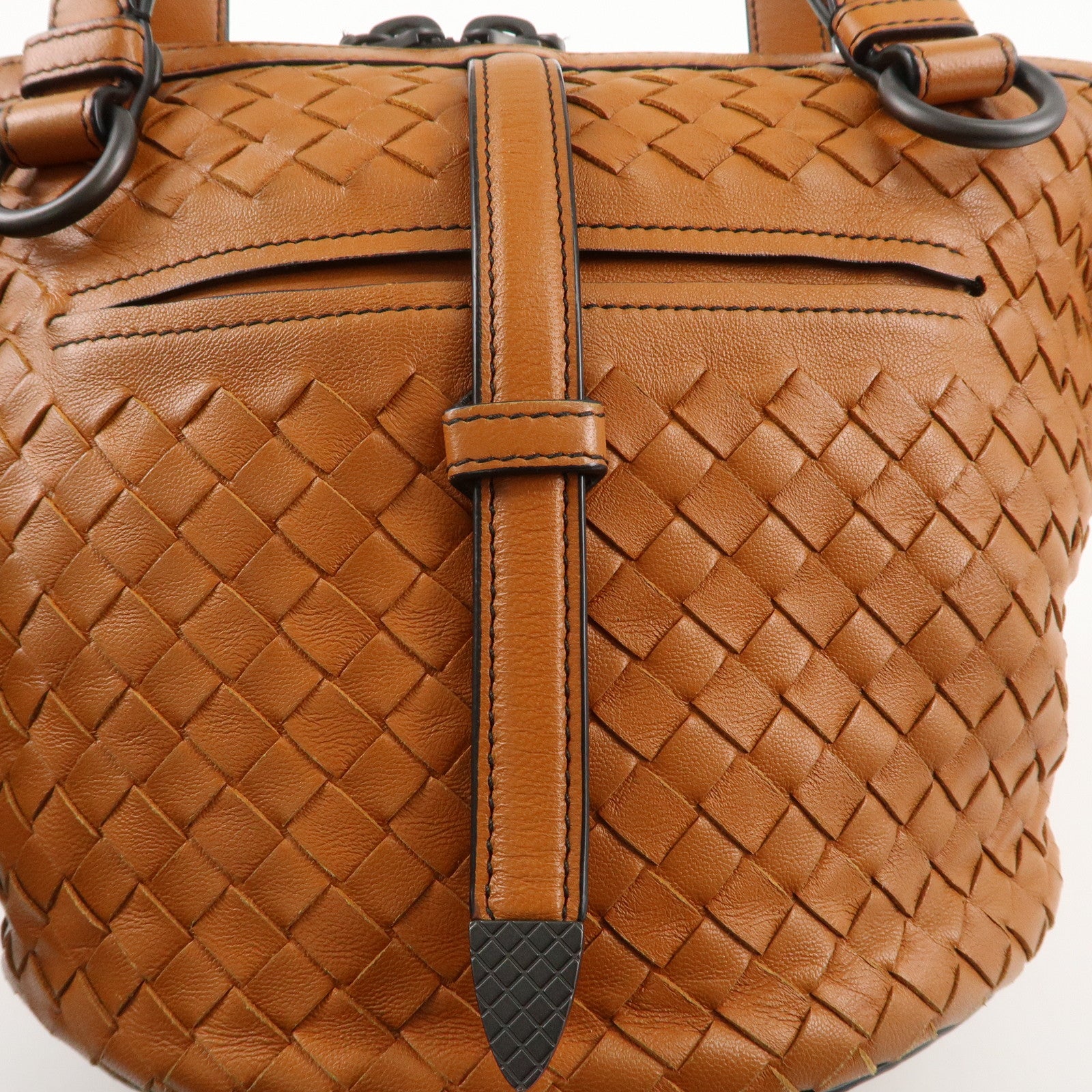 BOTTEGA VENETA Intrecciato Leather Tambura 2Way Bag Brown 535263