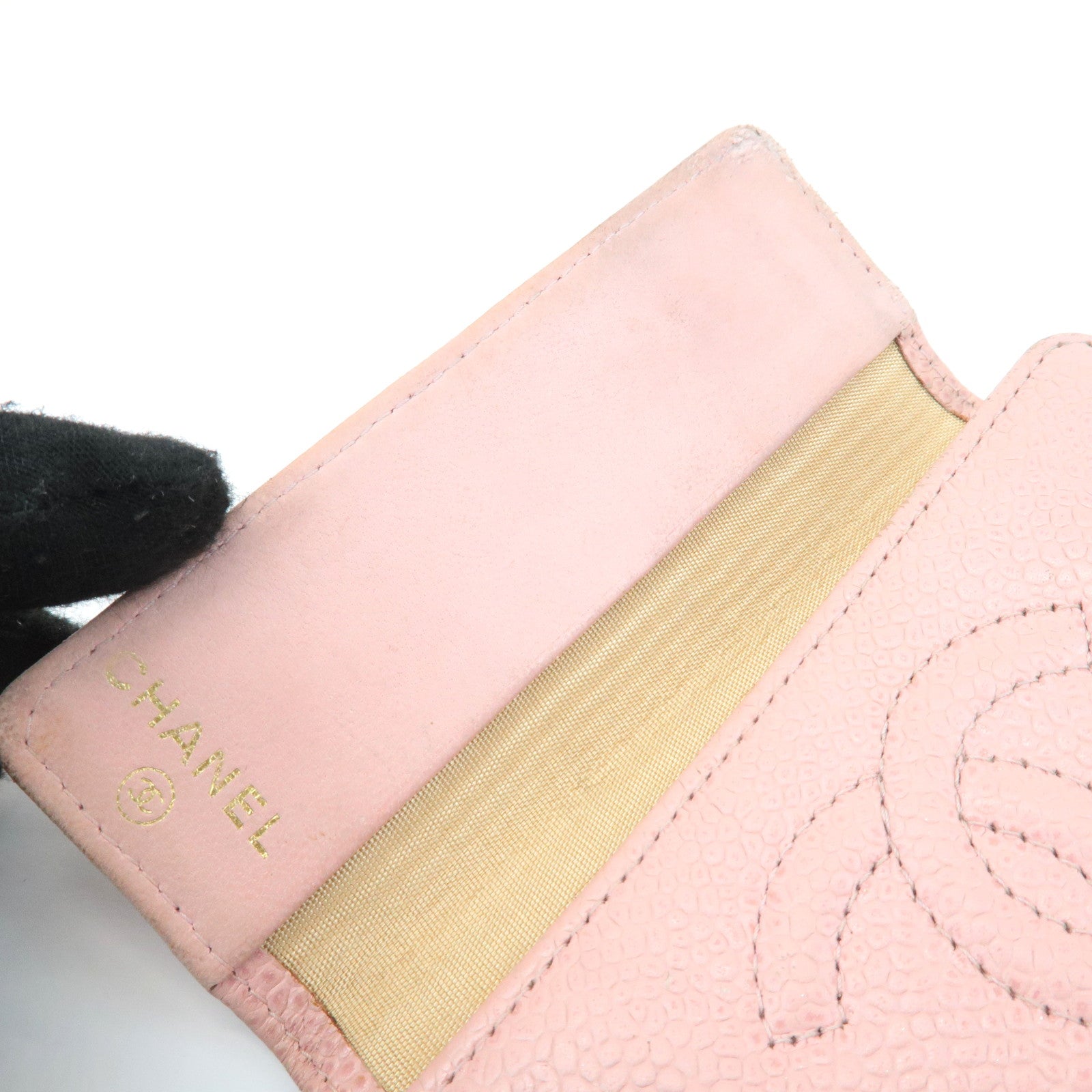 CHANEL Caviar Skin COCO Mark Key Case Pink A13502