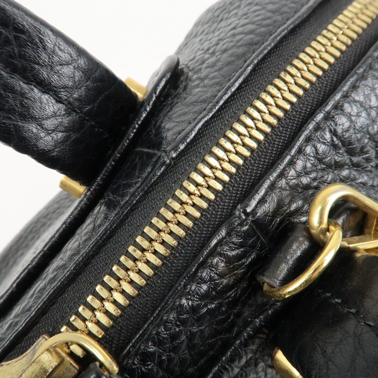 FENDI Chameleon Leather 2WAY Bag Hand Bag Black 8BL114 Used