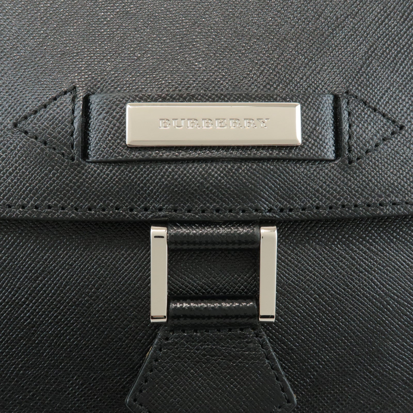 BURBERRY Leather Shoulder Bag Hand Bag Black Silver Hardware