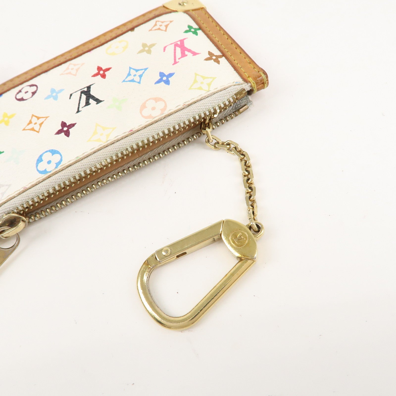 Louis Vuitton Monogram Multicolor Pochette Cles Blanc M92655