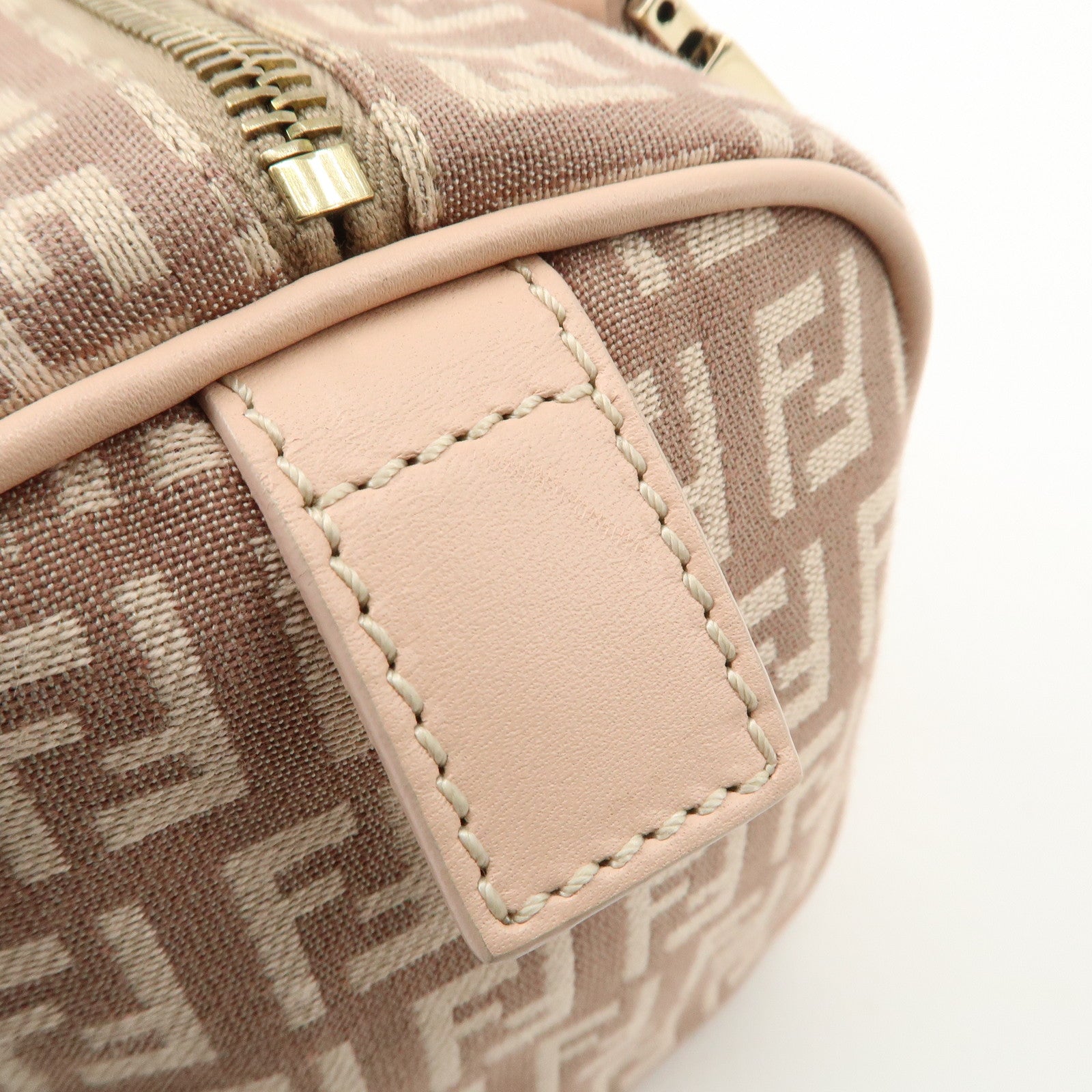 FENDI Zucchino Canvas Leather Mini Boston Bag Pink 8BL071