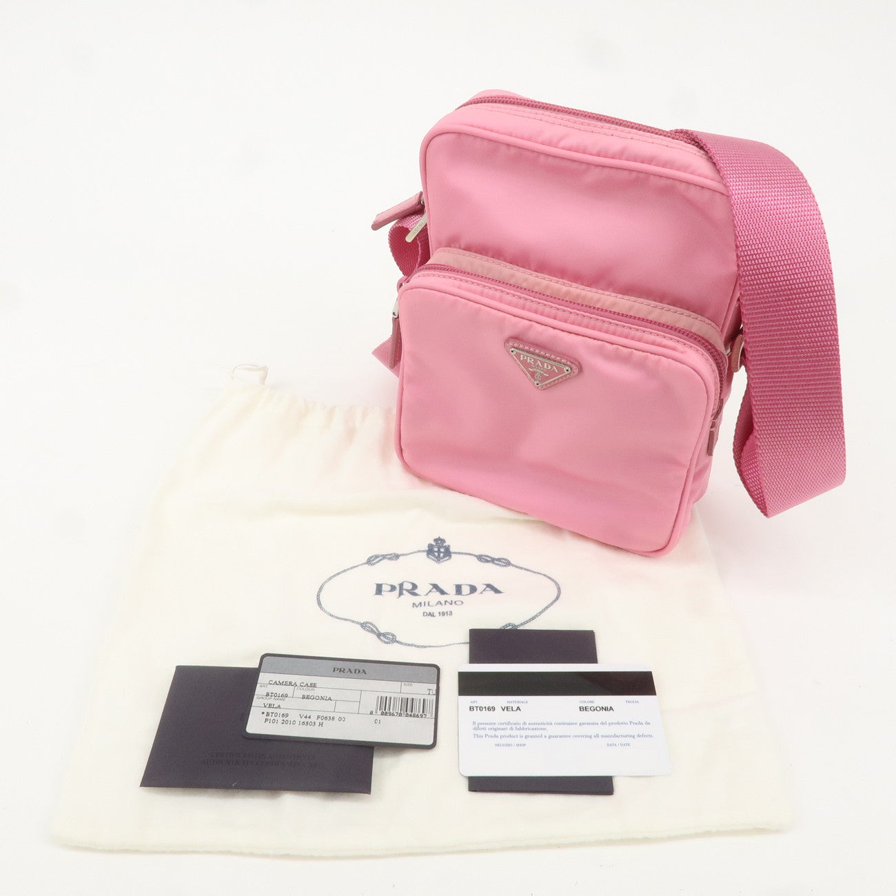 PRADA Nylon Leather Shoulder Bag Pouch Purse Pink BT0169