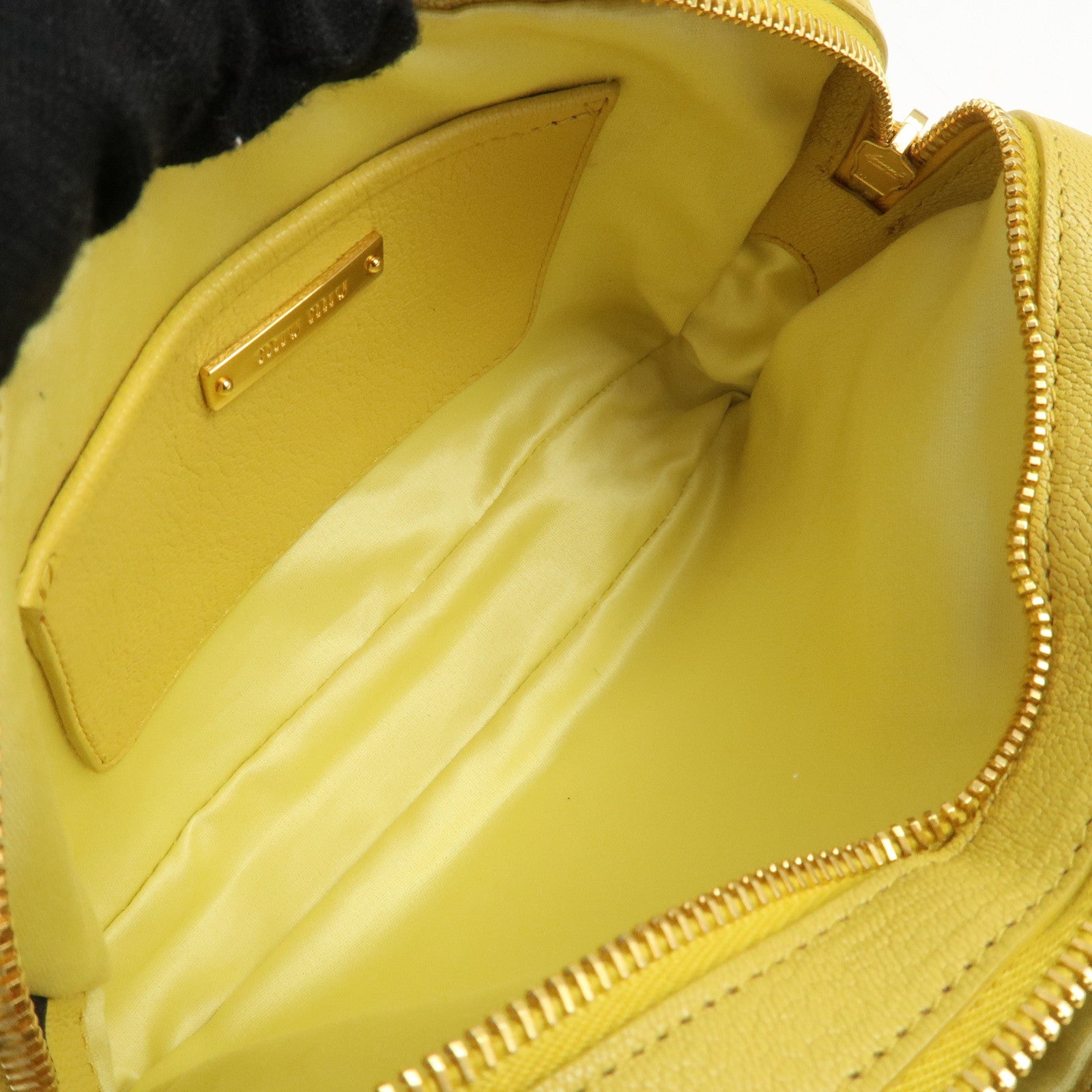 MIU MIU Leather MADRAS BICOLORE Shoulder Bag Yellow RT0539