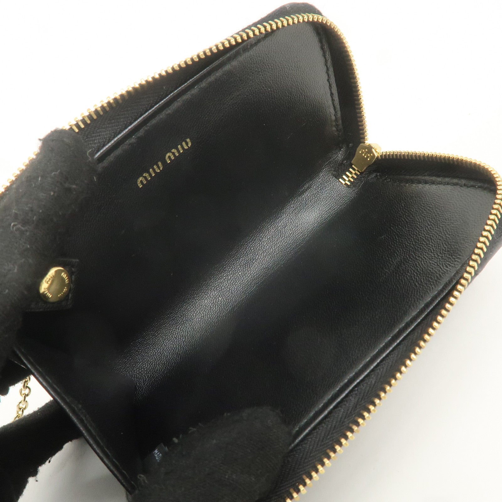 MIU MIU Matelasse Leather Coin Case Black 5PP026