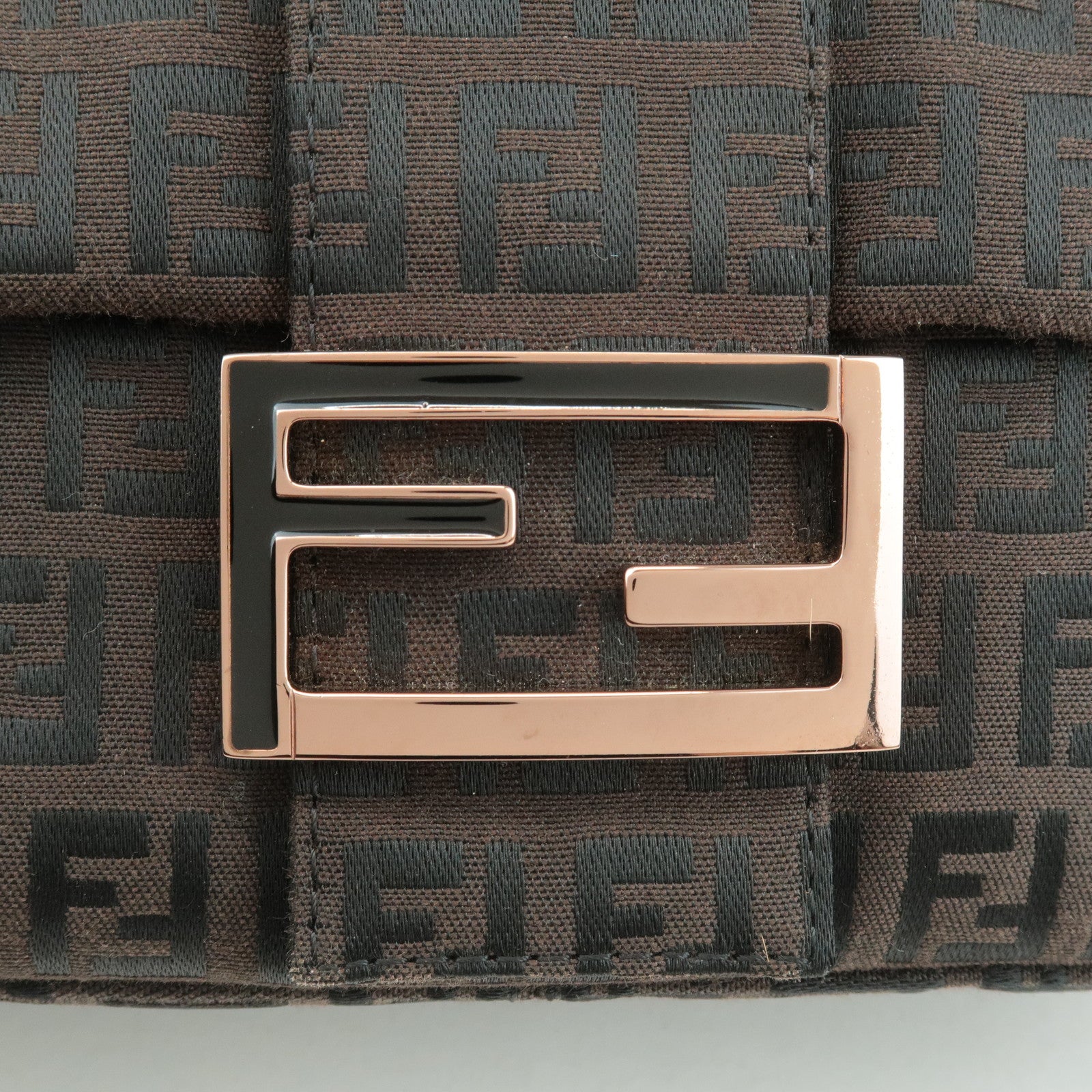 FENDI Zucchino Mamma Baguette Canvas Leather Shoulder Bag 8BR001 Used