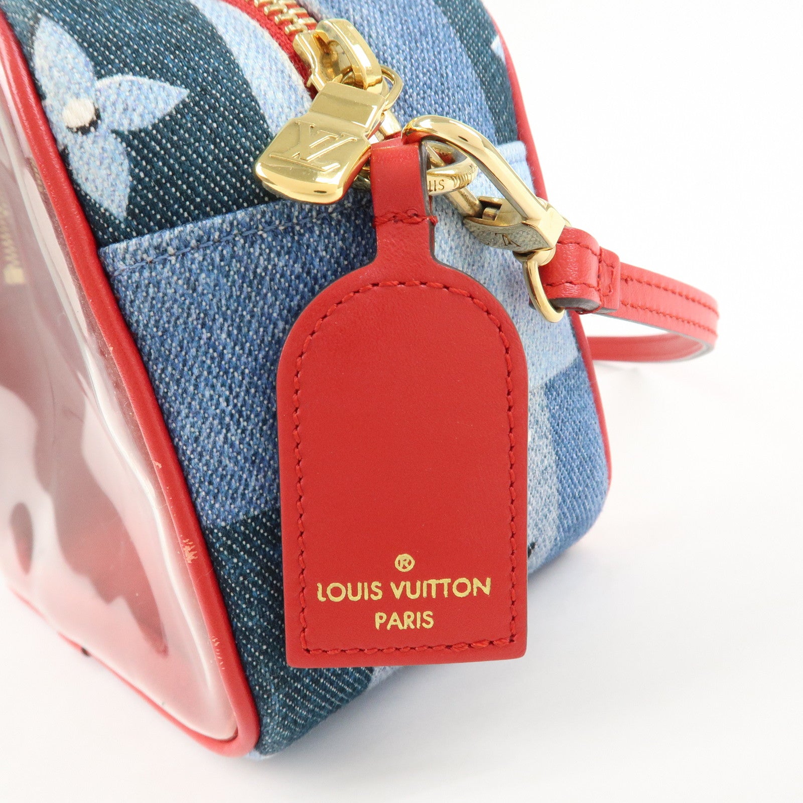 Louis Vuitton Monogram Denim Beach Shoulder Bag Red Blue M68765 Used