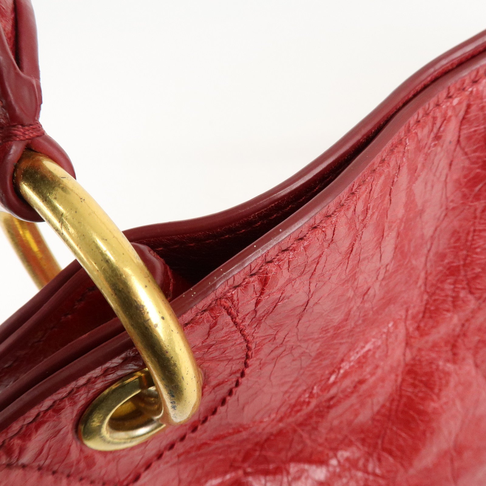 PRADA Logo Leather One Shoulder Bag Red BR4829