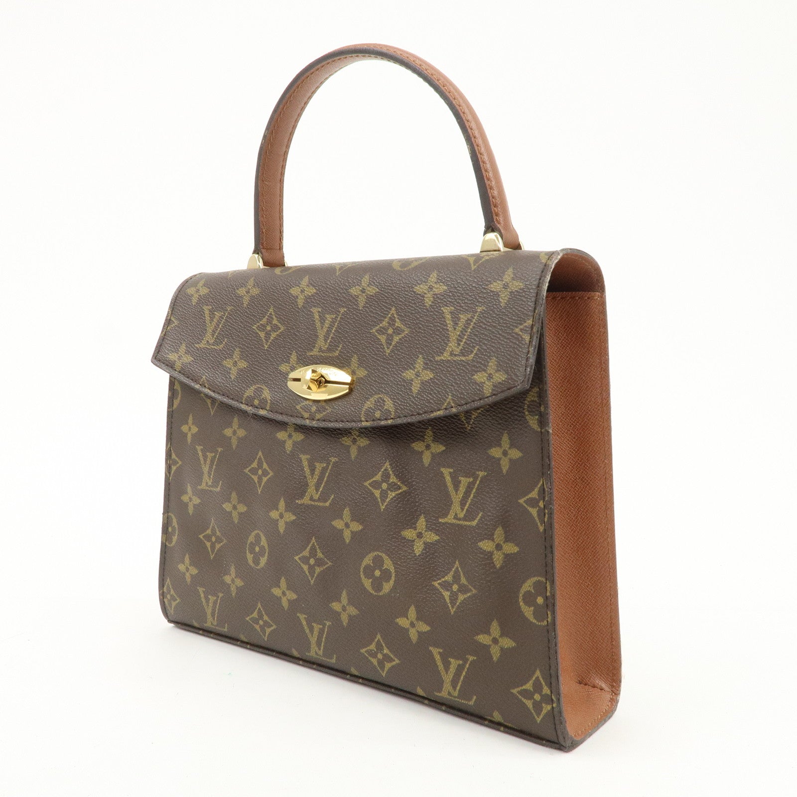 Louis Vuitton Monogram Malesherbes Hand Bag Brown M51379 Used