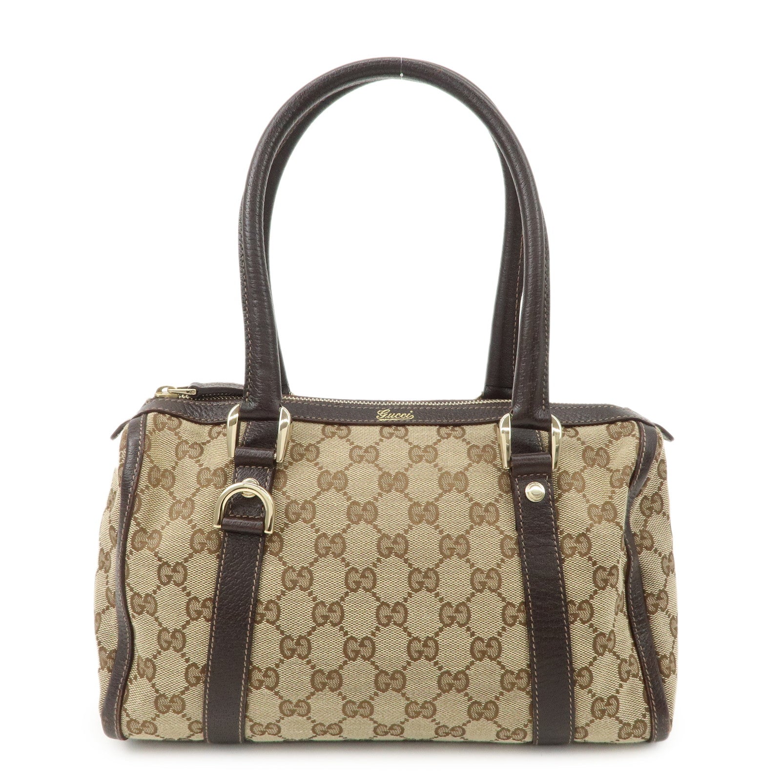 GUCCI Abbey GG Canvas Leather Mini Boston Bag Beige Brown 130942