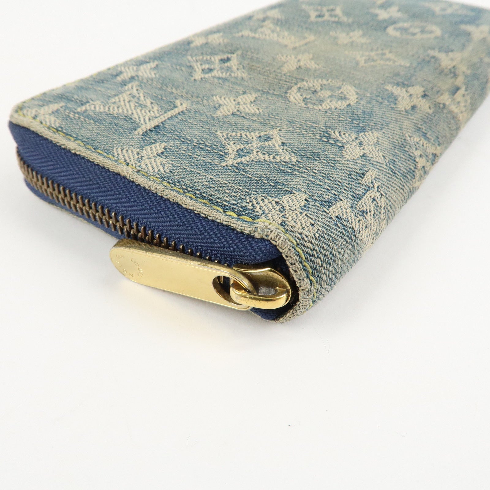 Louis Vuitton Monogram Denim Zippy Wallet Long Wallet Blue M95341 Used