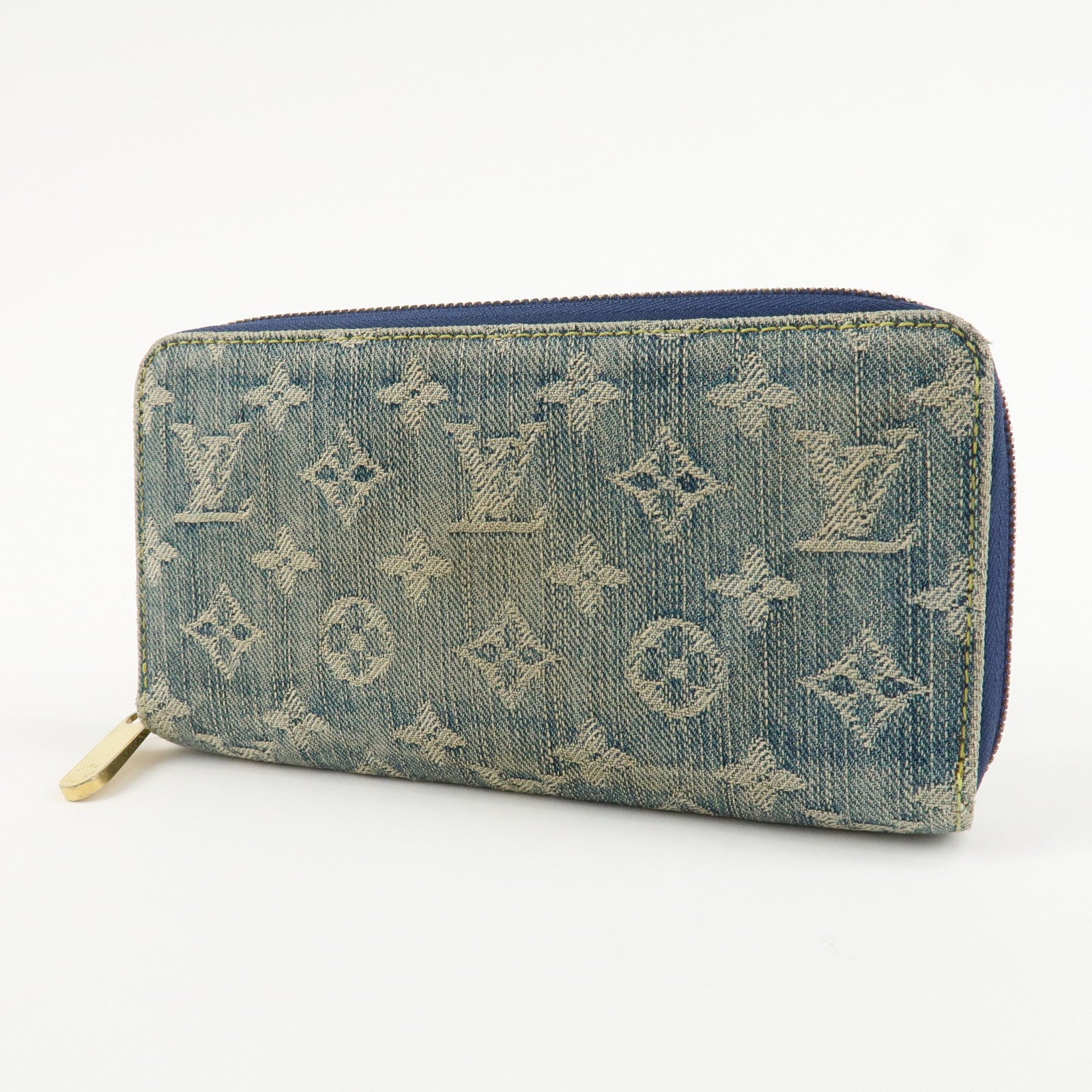 Louis Vuitton Monogram Denim Zippy Wallet Long Wallet Blue M95341 Used