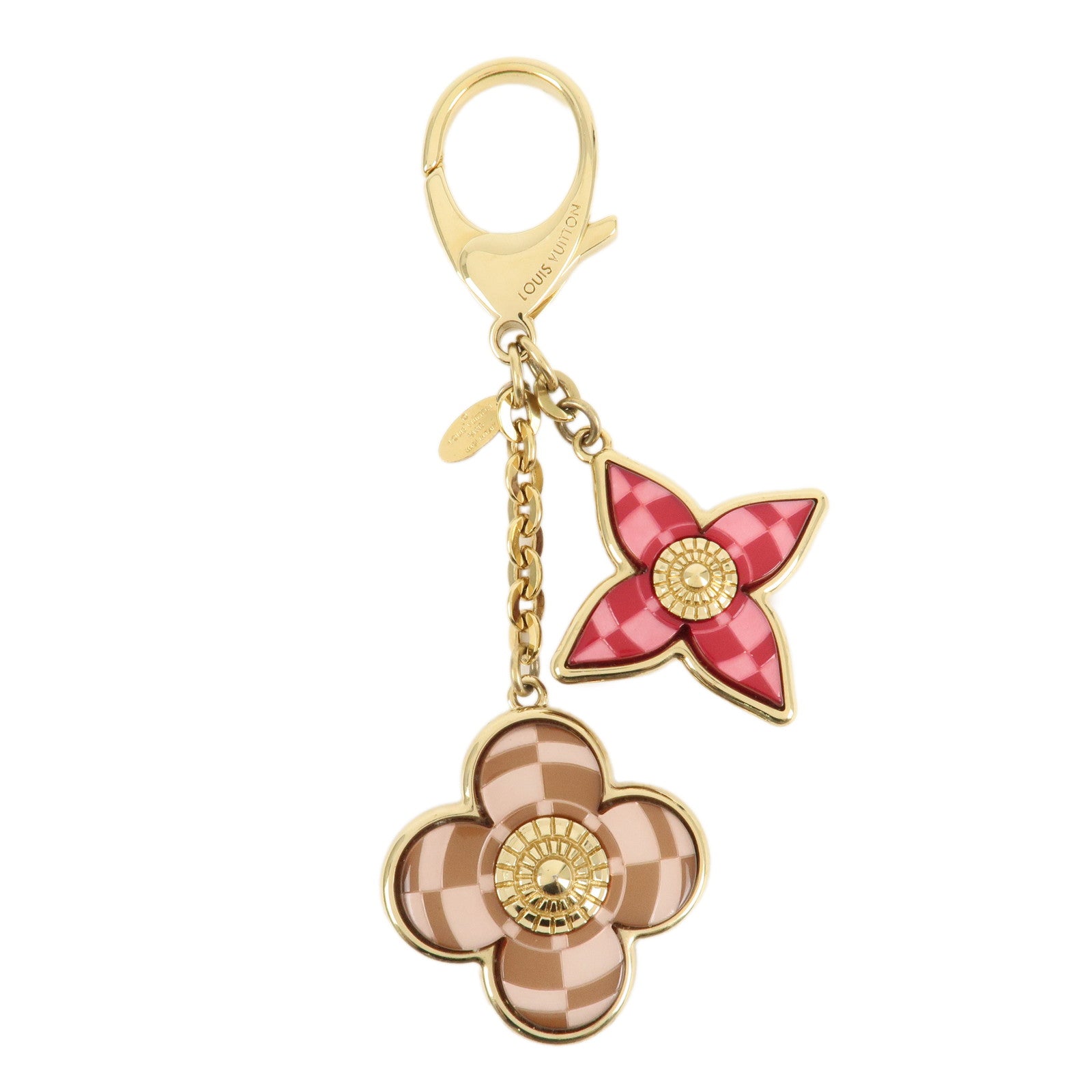 Louis Vuitton Bijou Sac Mosaic Bag Charm Flower Gold Pink M66882 Used