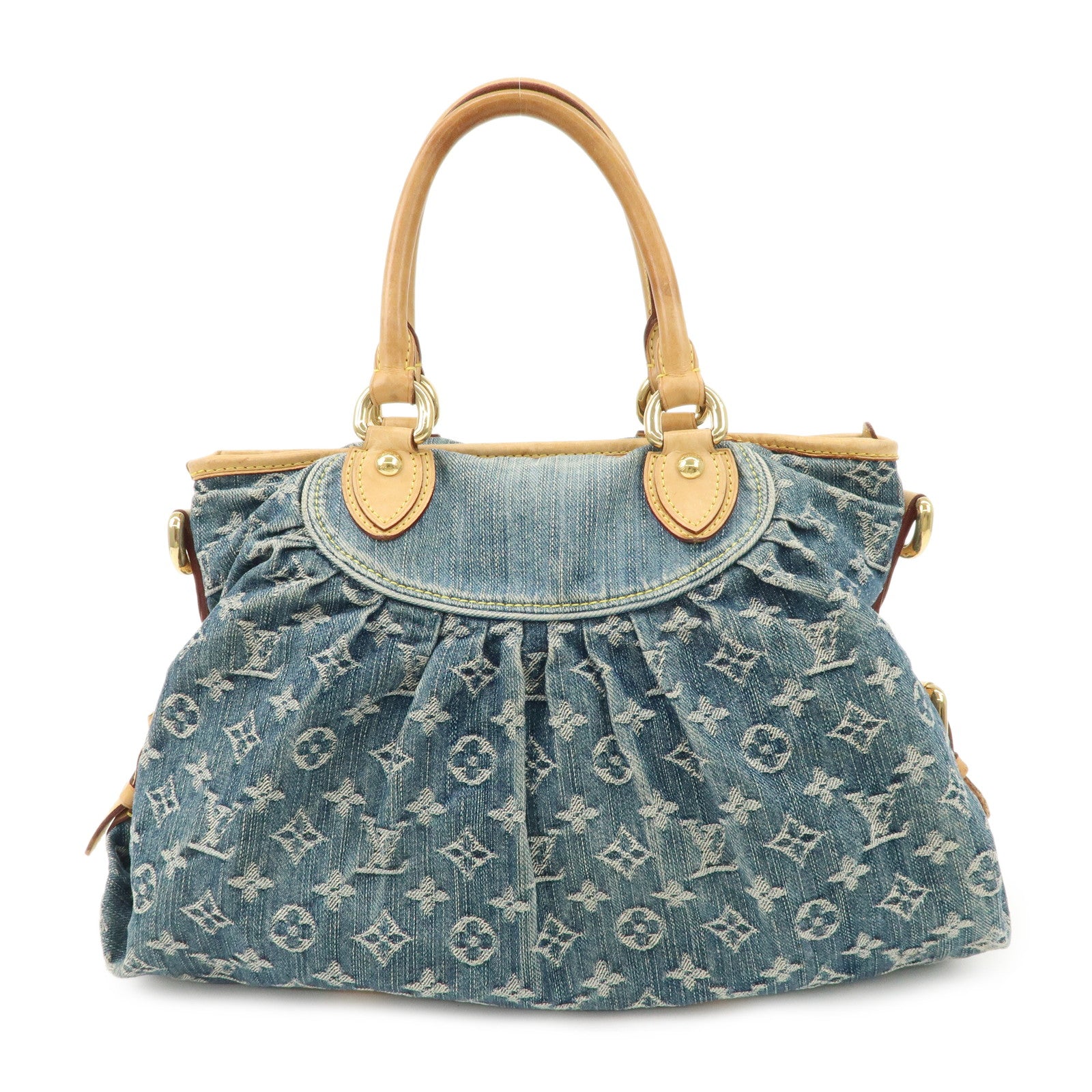 Louis Vuitton Monogram Denim Neo Cabby MM Hand Bag Blue M95349 Used