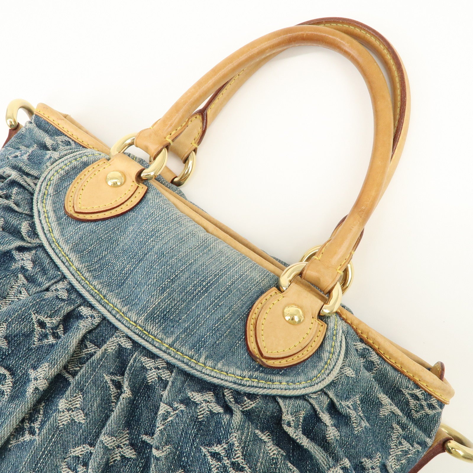 Louis Vuitton Monogram Denim Neo Cabby MM Hand Bag Blue M95349 Used