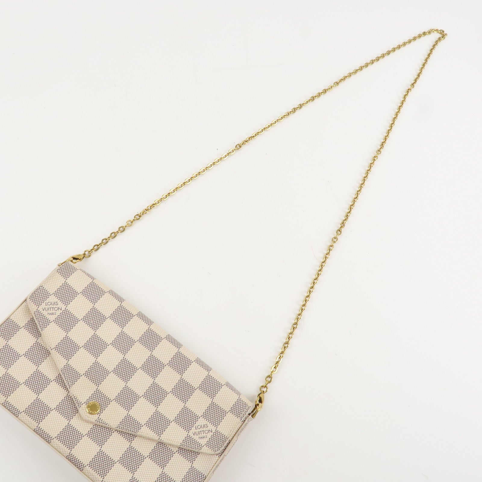 Louis Vuitton Damier Azur Canvas Chain Shoulder Bag Damier Azur N63106 Used