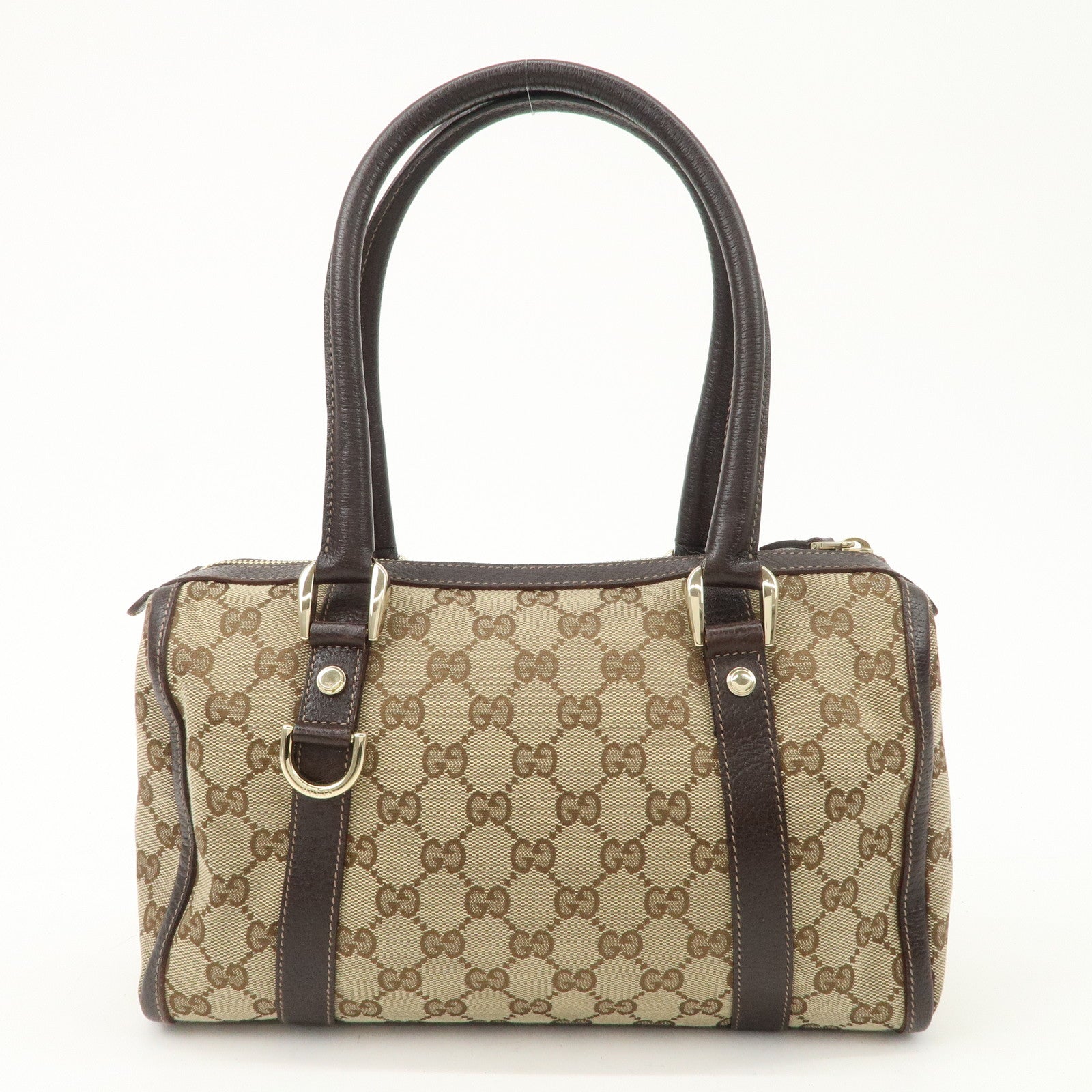 GUCCI Abbey GG Canvas Leather Mini Boston Bag Beige Brown 130942