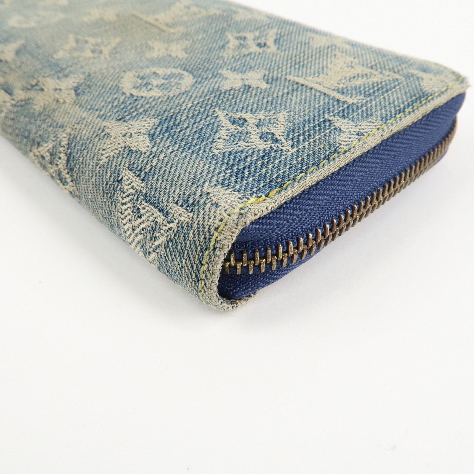 Louis Vuitton Monogram Denim Zippy Wallet Long Wallet Blue M95341 Used