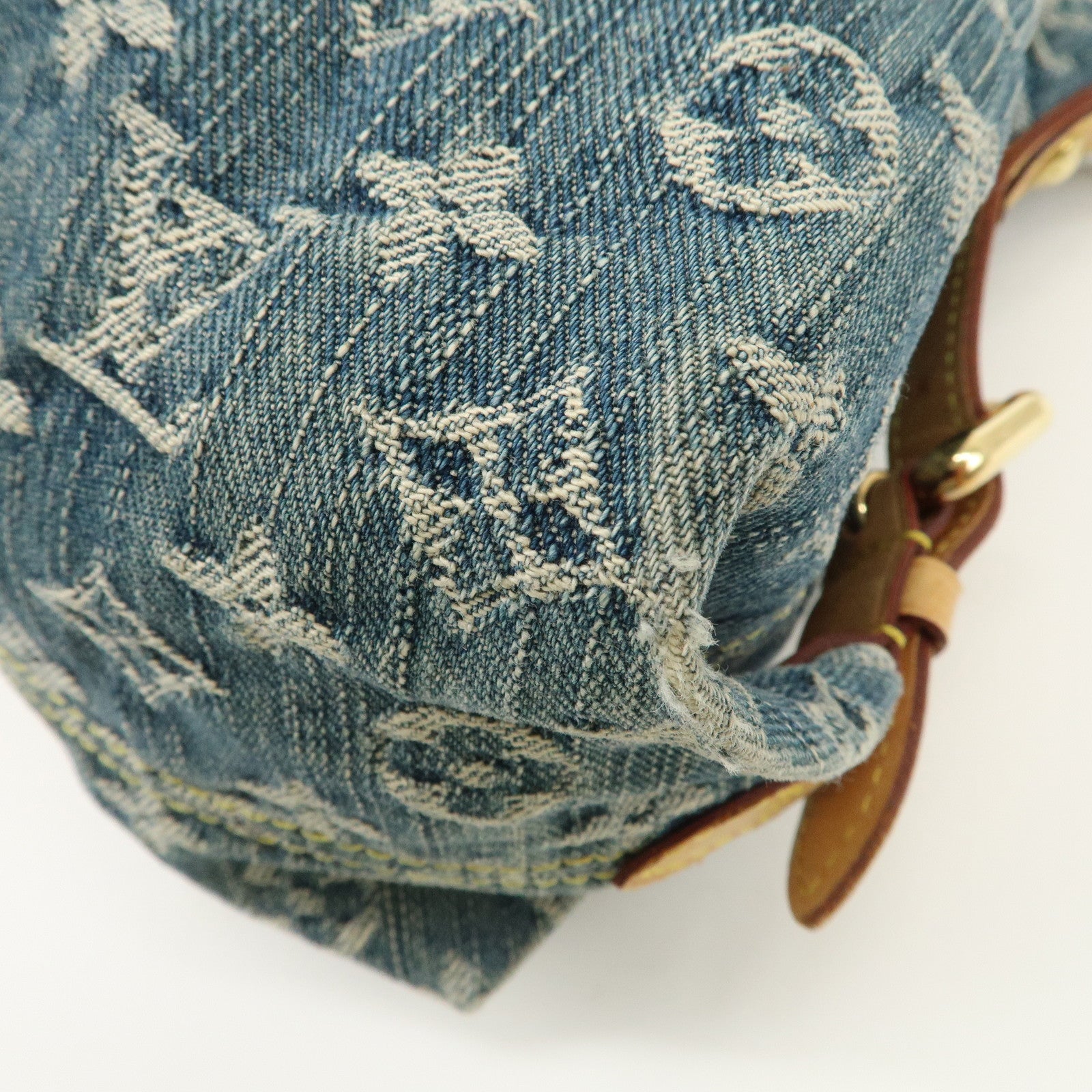 Louis Vuitton Monogram Denim Neo Cabby MM Hand Bag Blue M95349 Used