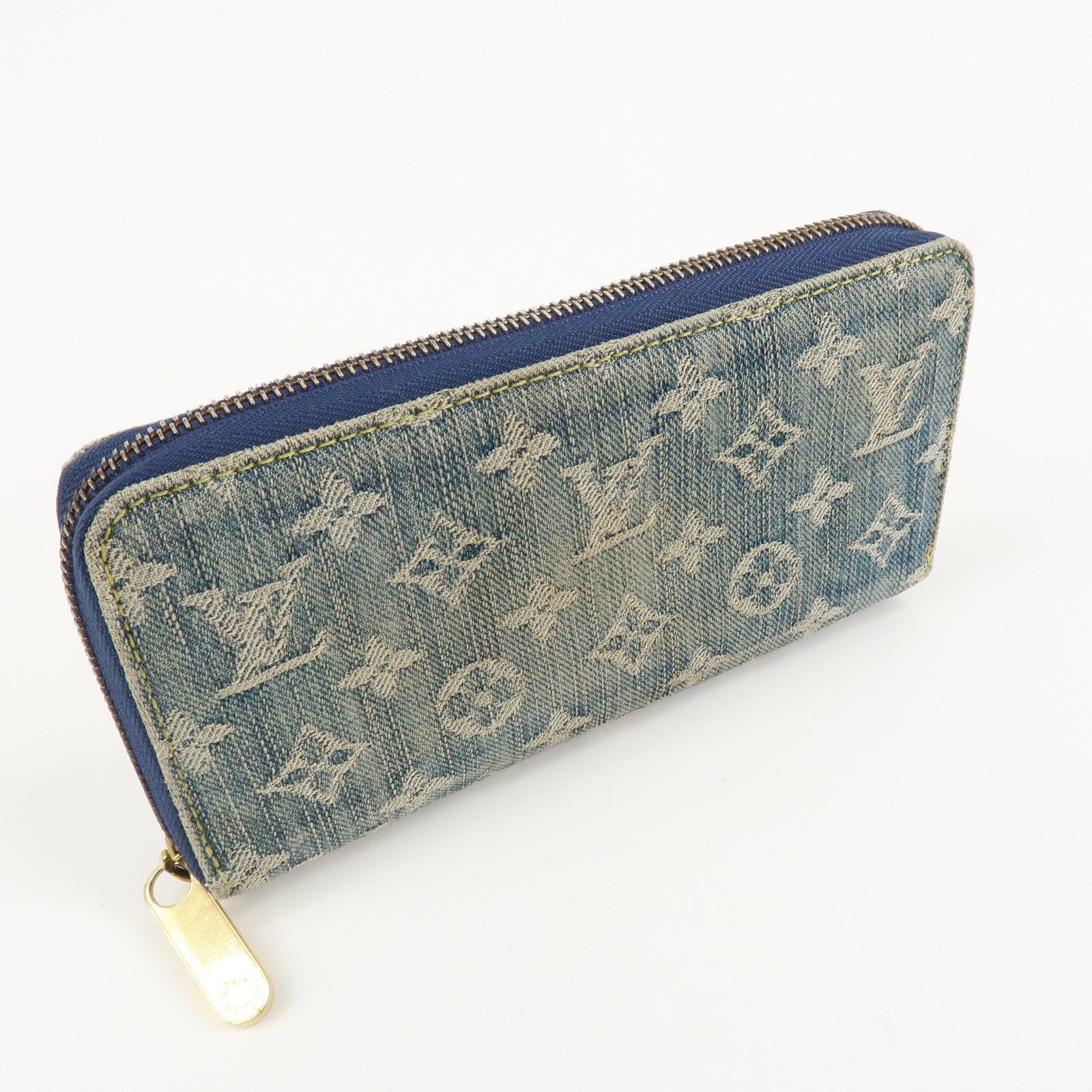 Louis Vuitton Monogram Denim Zippy Wallet Long Wallet Blue M95341 Used