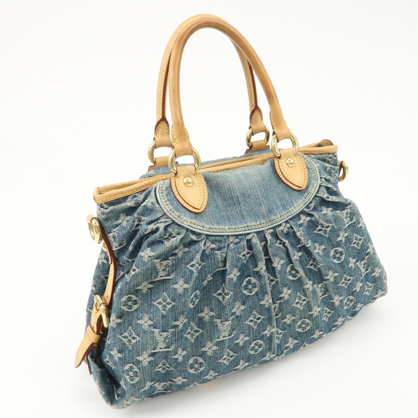 Louis Vuitton Monogram Denim Neo Cabby MM Hand Bag Blue M95349 Used