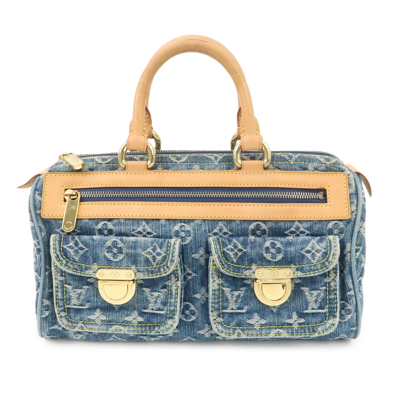 Louis Vuitton Monogram Denim Neo Speedy Boston Bag Blue M95019 Used