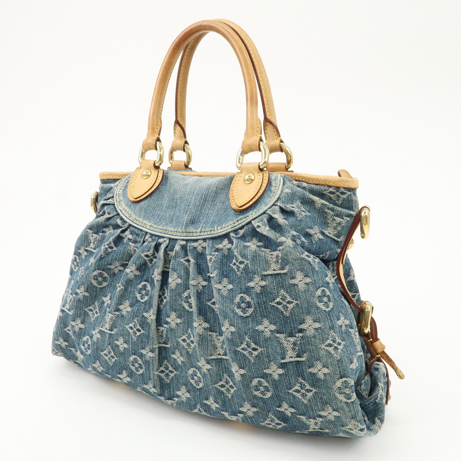 Louis Vuitton Monogram Denim Neo Cabby MM Hand Bag Blue M95349 Used