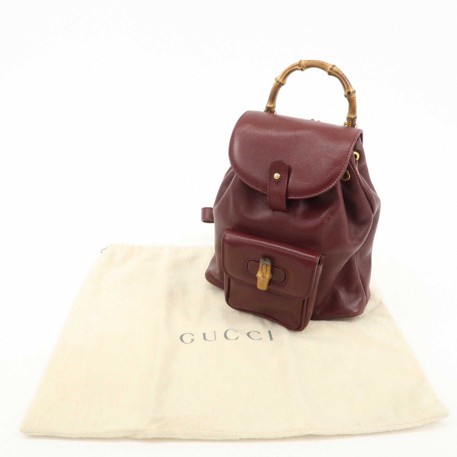 GUCCI Bamboo Leather Mini Ruck Sack Back Pack 003.2058.0030.0 Used