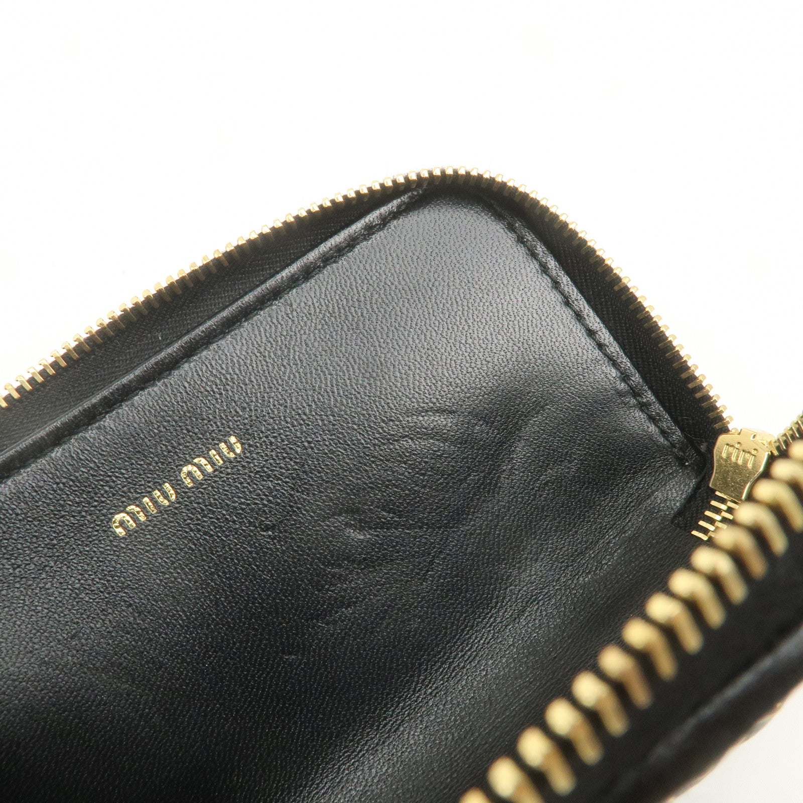 MIU MIU Matelasse Leather Coin Case Black 5PP026