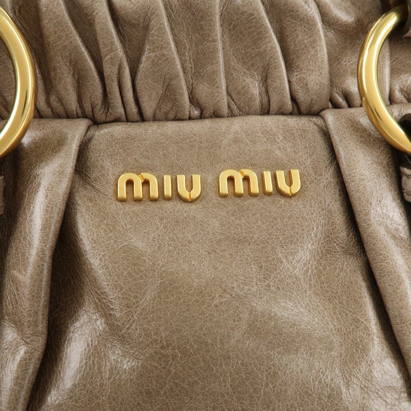 MIU MIU Leather 2 Way Bag Hand Bag Shoulder Bag Gray Used