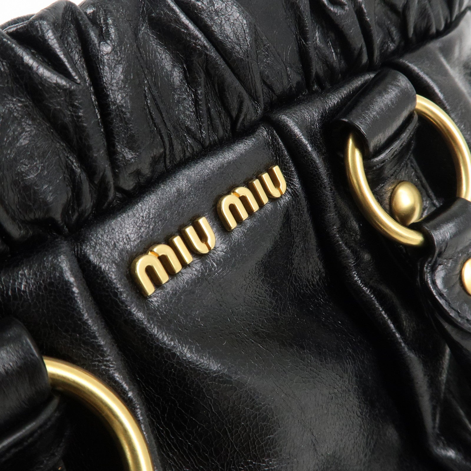 MIU MIU Leather 2Way Shoulder Bag Hand Bag Black RT0383