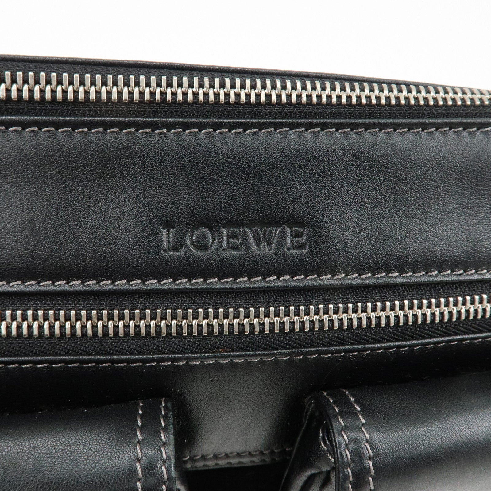 LOEWE Anaglam Leather Suede Shoulder Bag Hand Bag Black Used