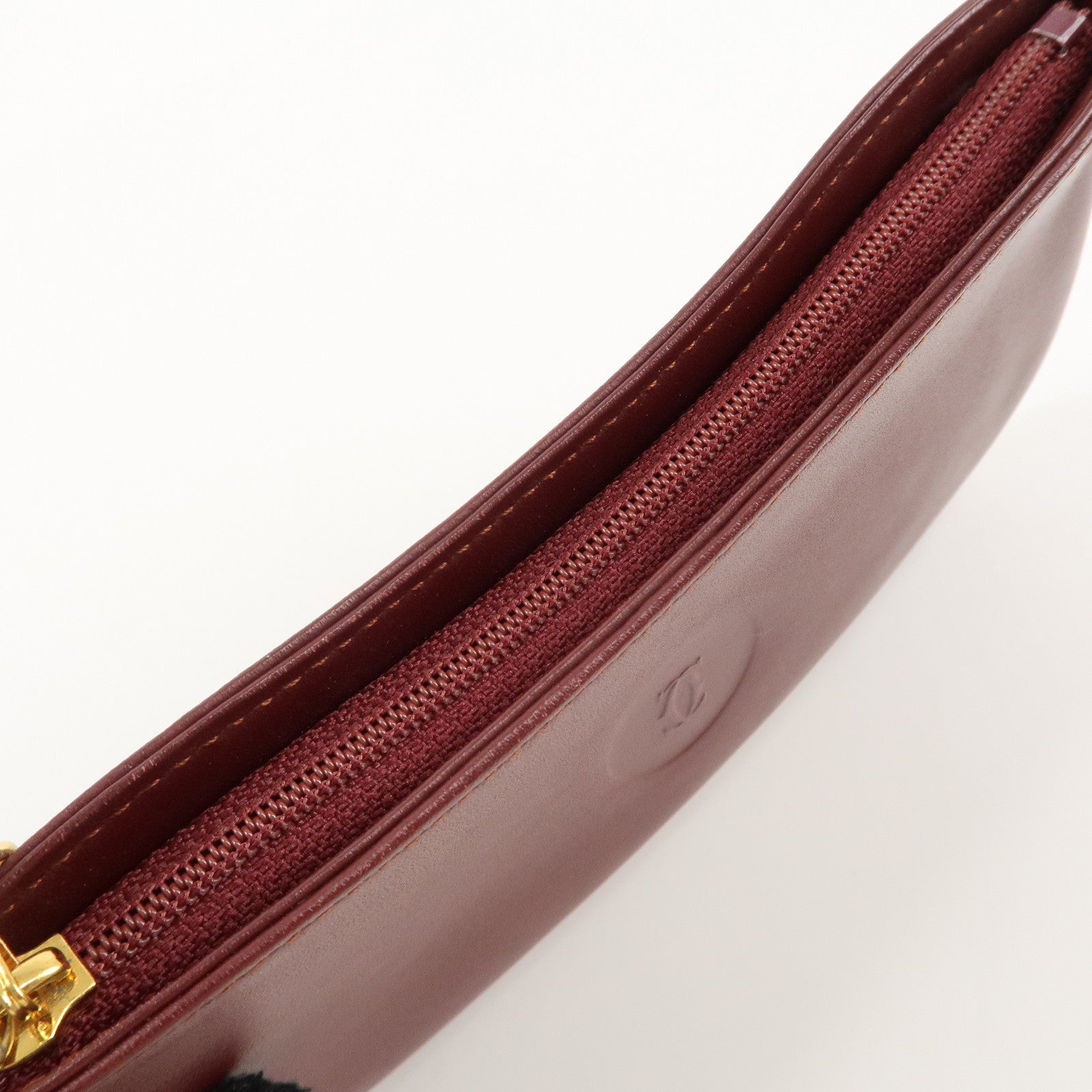 Cartier Must Line Must Do Leather Chain Strap Pouch Bordeaux