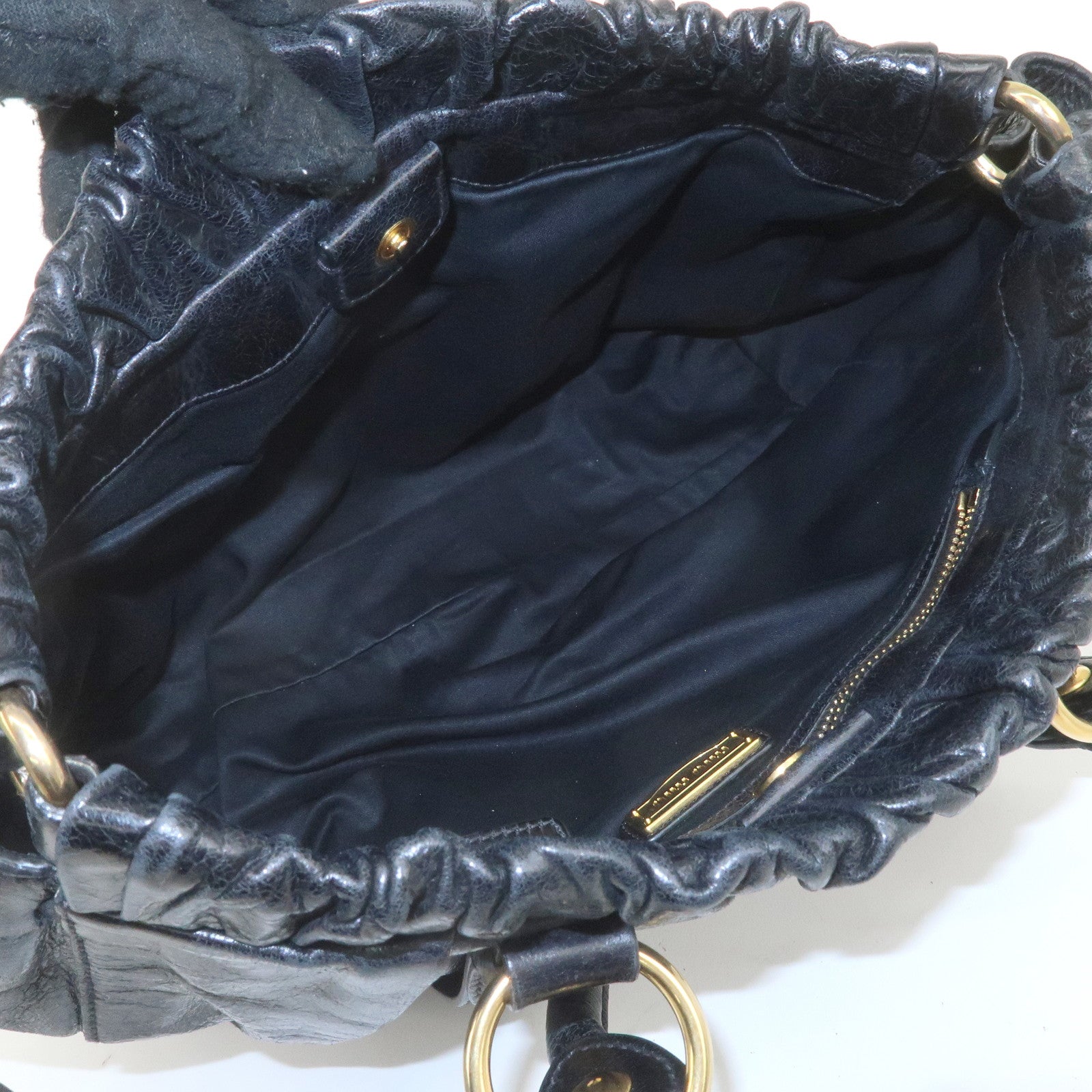 MIU MIU Leather 2WAY Bag Hand Bag Black