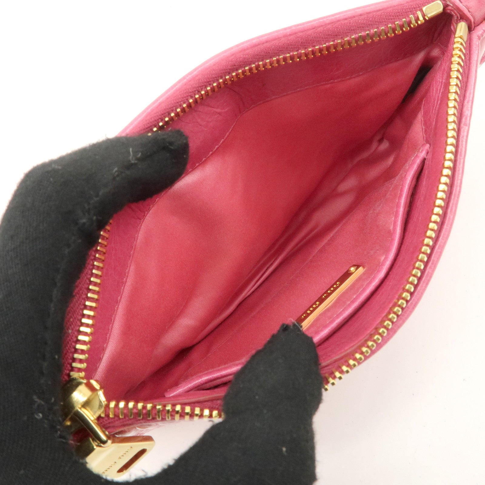 MIU MIU Leather Pouch Hand Bag Clutch Bag Cosmetic Pouch Pink Used