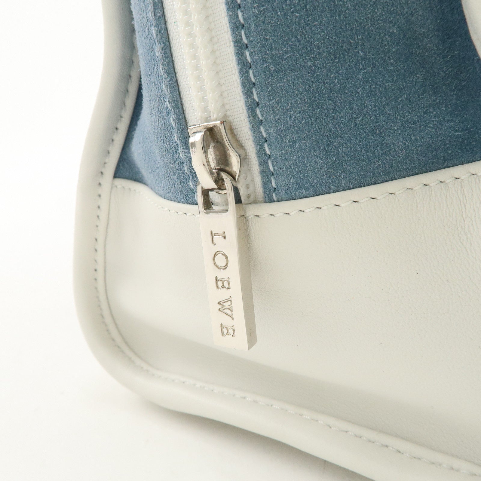 LOEWE Anagram Suede Leather Amazona 27 Hand Bag White Blue