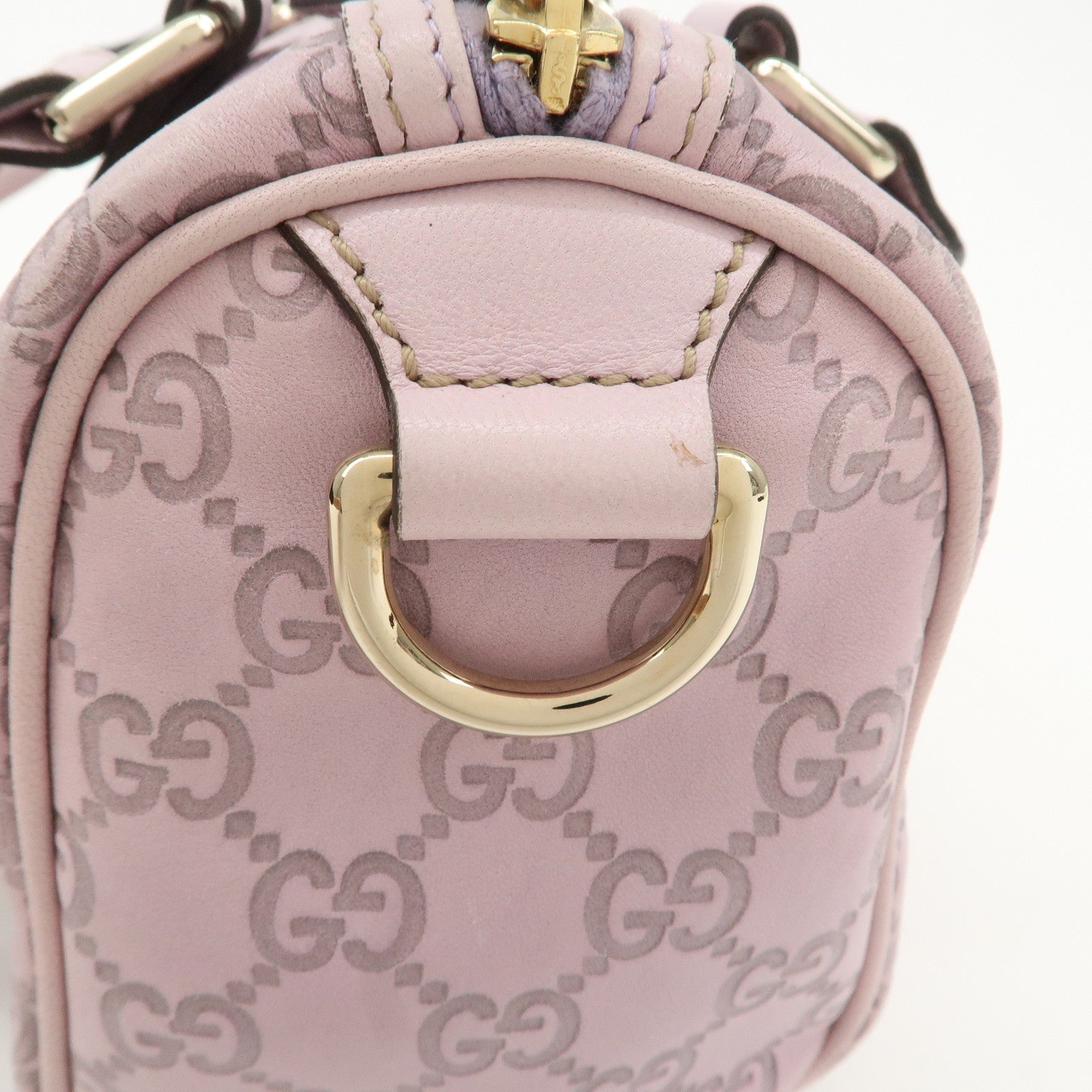 GUCCI Guccissima Leather Mini Boston Bag Light Purple 193604 Used