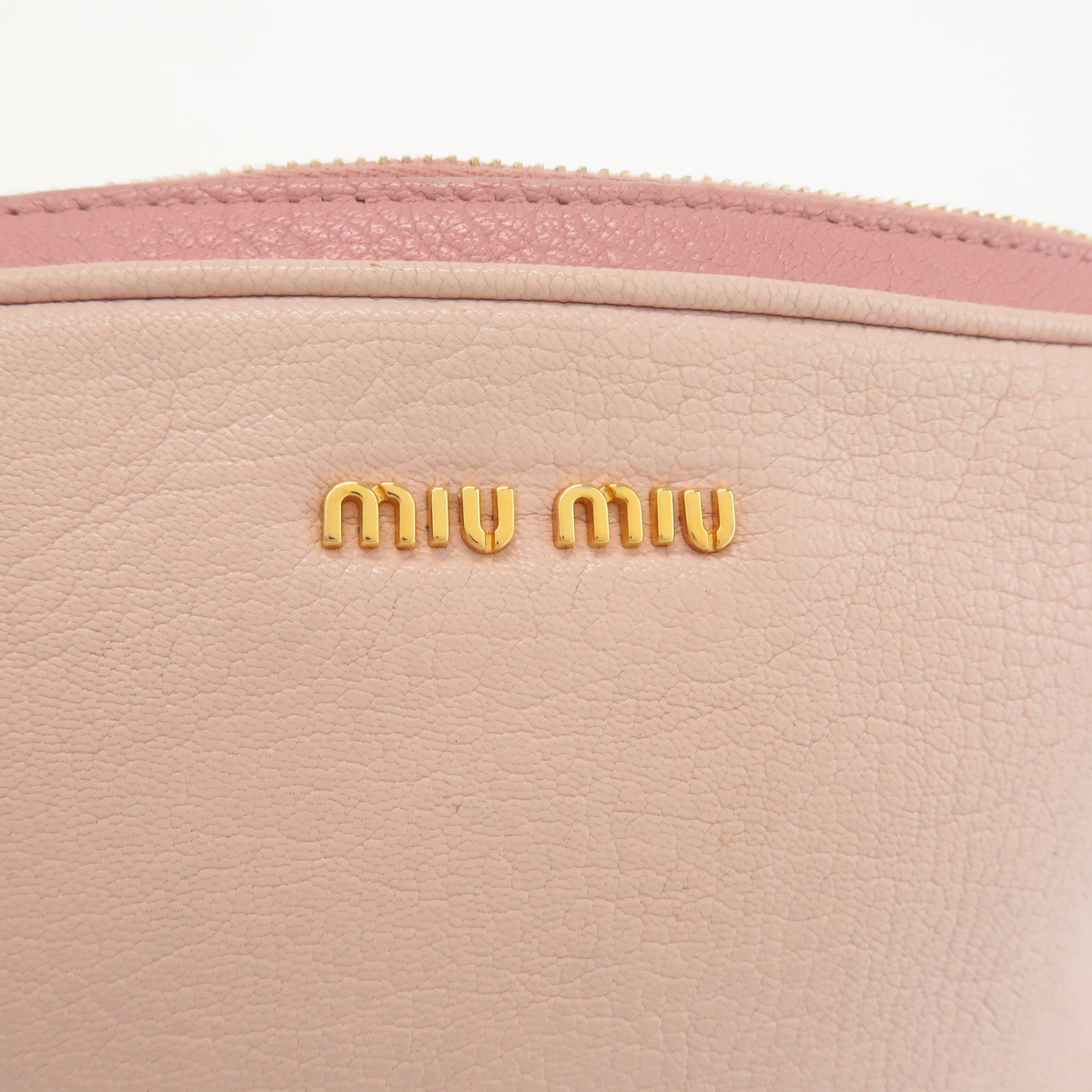 MIU MIU Leather Shoulder Bag Hand Bag Pink Light Pink Used