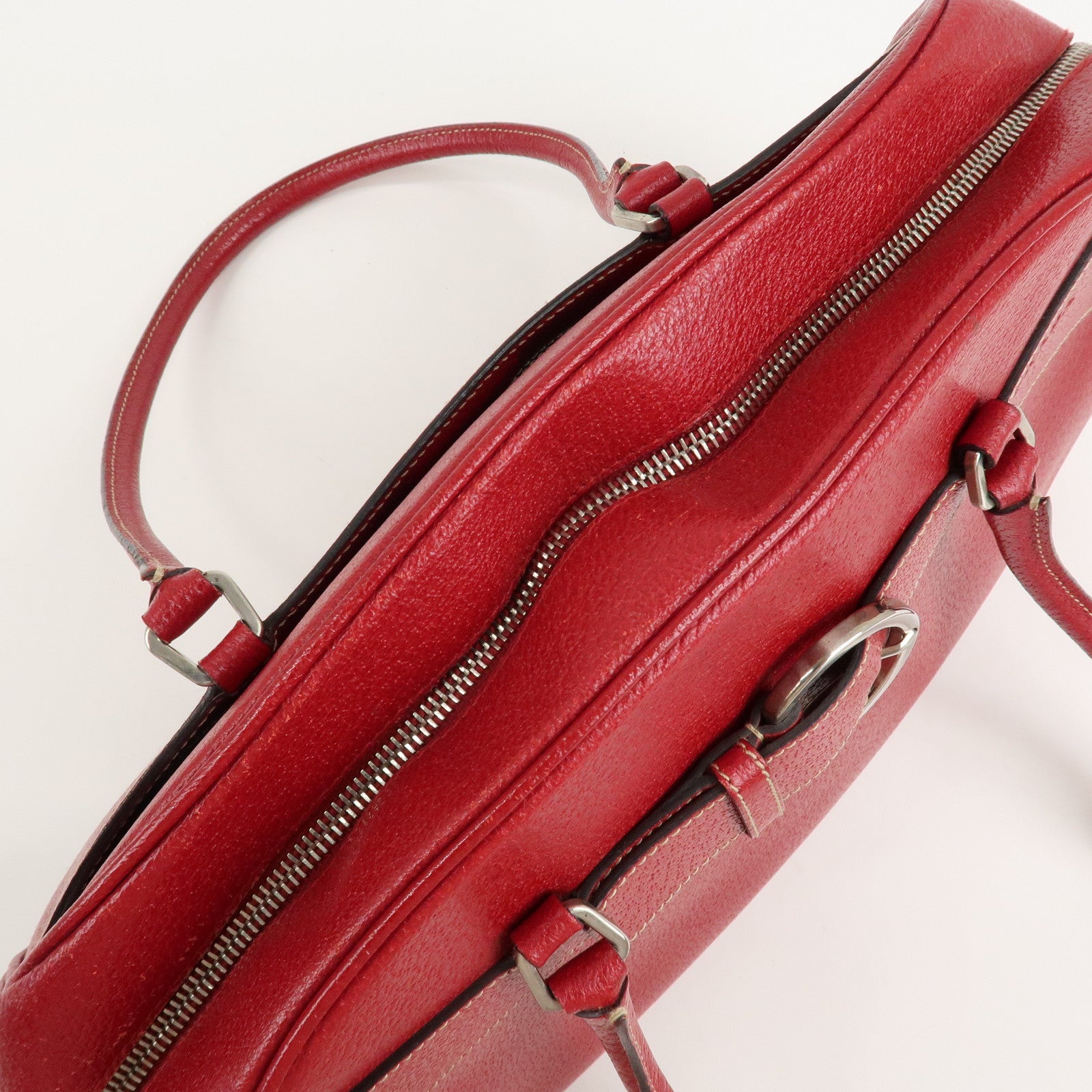 PRADA Leather Shoulder Bag Hand Bag Red B10748 F/S Used