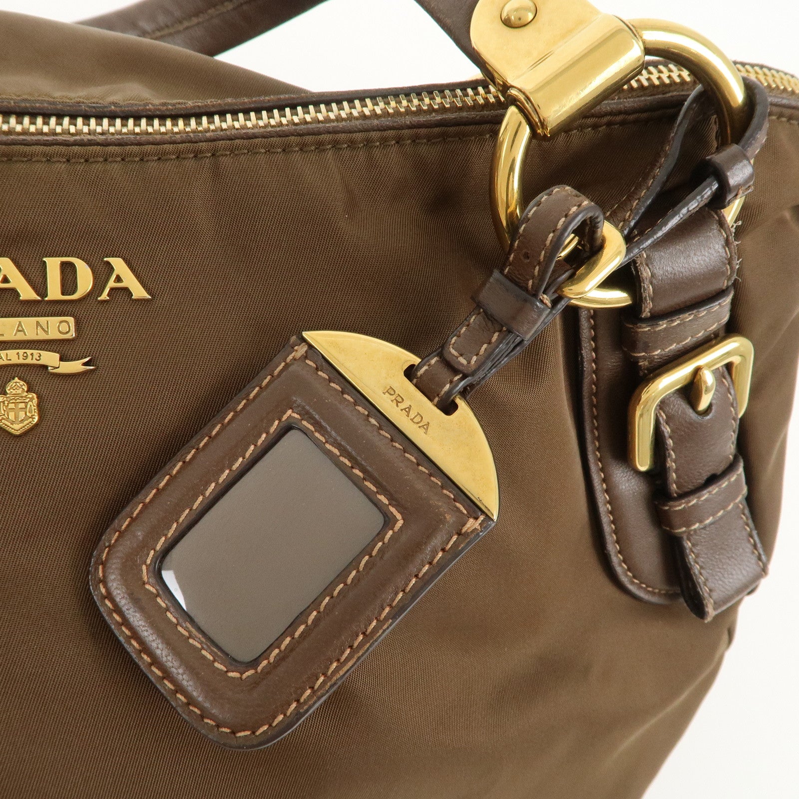 PRADA Nylon Leather 2Way Shoulder Bag Brown BR4261