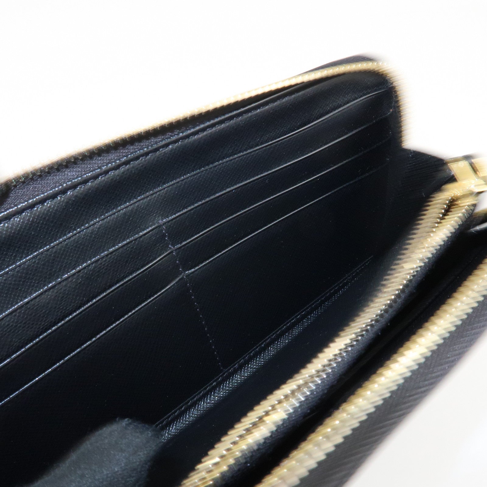 PRADA Saffiano Leather Round Zipper Long Wallet Black 1M0506 Used